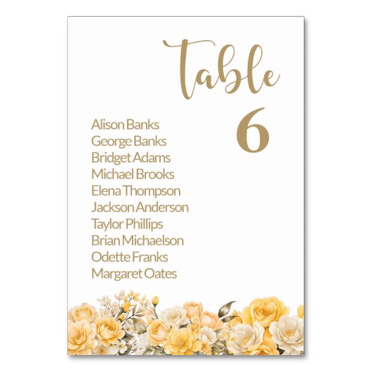 Gelbe Tischnummer (Rückseite)