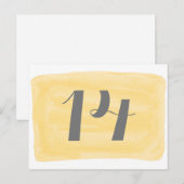 Gelbe Tischnummer Postkarte (Vorne/Hinten)
