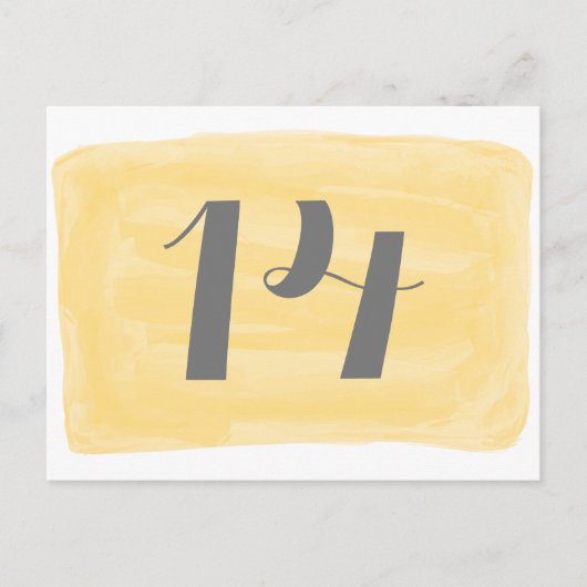 Gelbe Tischnummer Postkarte (Vorderseite)