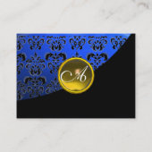 GELBE TOPAZ BLUE BLACK DAMASK MONOGRAM, VISITENKARTE (Rückseite)