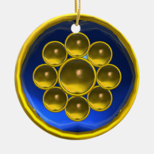 GELBE TOPAZ, BLUE SAPPHIRE GEMSTONE MON KERAMIKORNAMENT