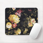 Gelbe Torfmuster auf schwarz Mousepad (Mit Mouse)