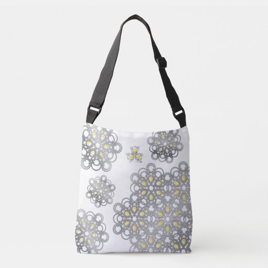 Gelbe Torusphere PolyHexaBloom Crossbody-Beutel Tragetaschen Mit Langen Trägern (Vorderseite)