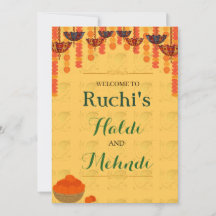 Gelbe traditionelle Haldi- und Mehndi-Zeremonie
