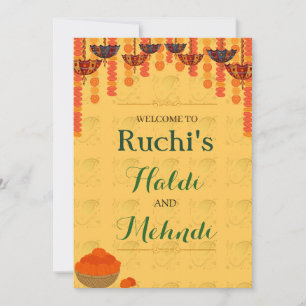 Gelbe traditionelle Haldi- und Mehndi-Zeremonie  Einladung