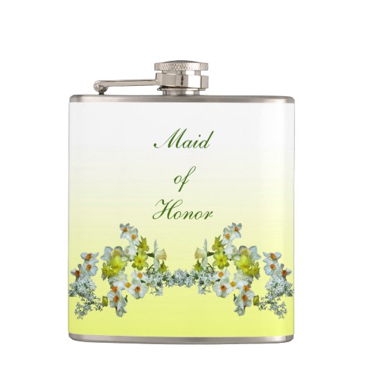 Gelbe Trauzeugin Flachmann (Vorderseite)