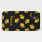 Gelbe trockene Blätter individuelle Name schwarz Case-Mate iPhone Hülle (Rückseite (Horizontal))