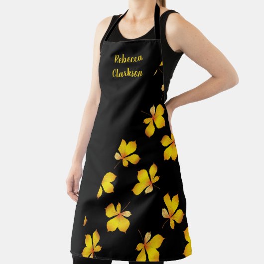 Gelbe trockene Blätter individuelle Name schwarz Schürze (InSitu)