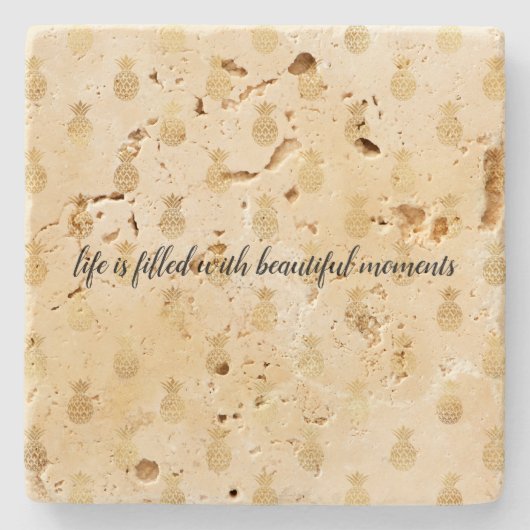 Gelbe tropische Ananas Steinuntersetzer (Vorderseite)