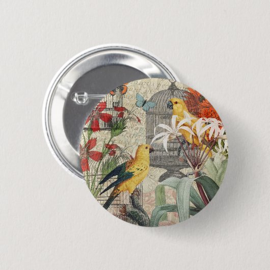 Gelbe tropische Blume Button (Vorne & Hinten)