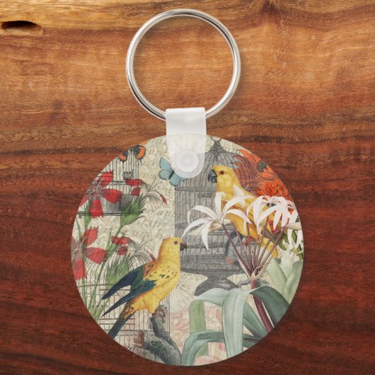 Gelbe tropische Blume Schlüsselanhänger (Rückseite)