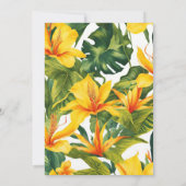 Gelbe tropische Blütenhochzeit Einladung (Rückseite)