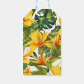 Gelbe tropische Blütenhochzeit Geschenkanhänger (Rückseite)