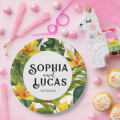 Gelbe tropische Blütenhochzeit Pappteller (Party)