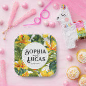 Gelbe tropische Blütenhochzeit Pappteller (Party)