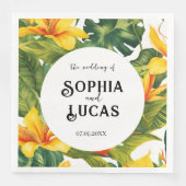 Gelbe tropische Blütenhochzeit Serviette (Vorderseite)