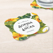 Gelbe tropische Blütenhochzeit Untersetzer (angewinkelt)