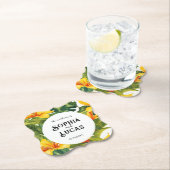 Gelbe tropische Blütenhochzeit Untersetzer (Vor Ort)