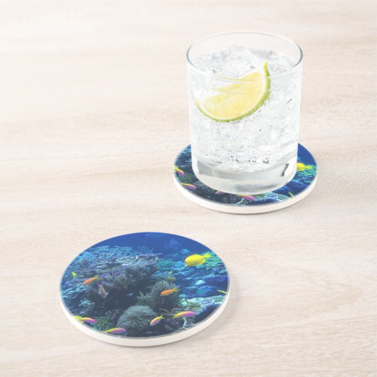 Gelbe tropische Fische Getränkeuntersetzer (Seite)