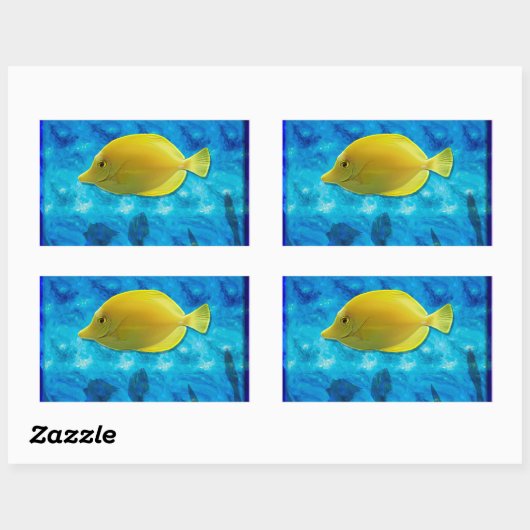 Gelbe tropische Fische Rechteckiger Aufkleber (Blatt)
