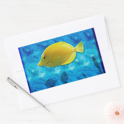 Gelbe tropische Fische Rechteckiger Aufkleber (Umschlag)