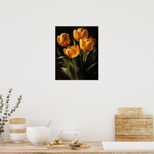 Gelbe Tulip Blume Art Print Poster (Küche)