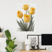 Gelbe Tulip Blume Poster (Heimbüro)
