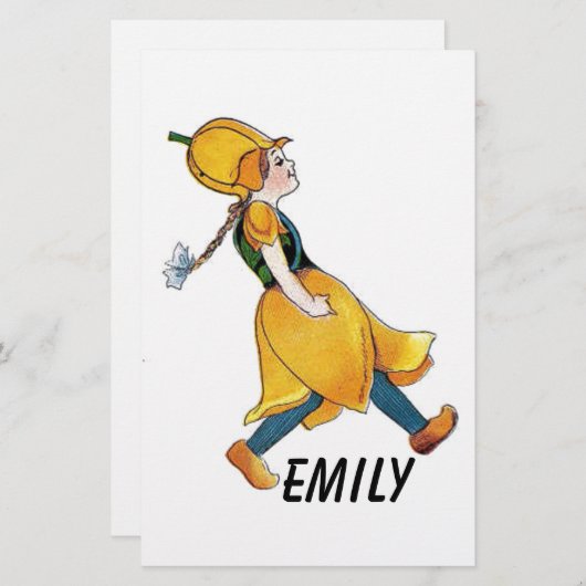 Gelbe Tulip Niedliche Blume Kind Blumenrippe Briefpapier (Vorne/Hinten)