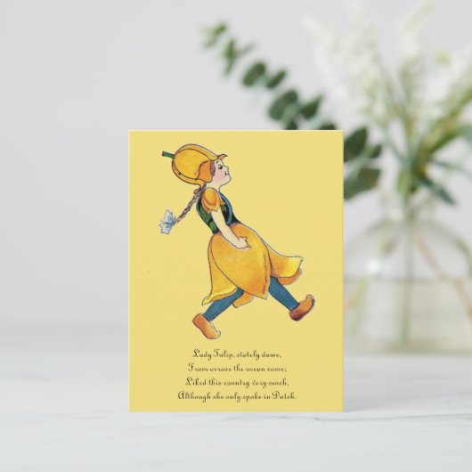 Gelbe Tulip Niedliche Blume Kind Blumenrippe Postkarte (Stehend Vorderseite)