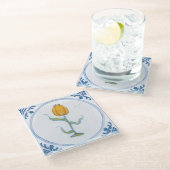Gelbe Tulip Vintag Delft Art Glasuntersetzer (Schrägansicht)