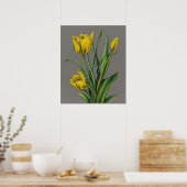 Gelbe Tulip Wasserfarben-Blume Poster (Küche)