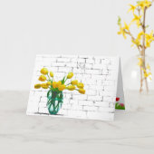 Gelbe Tulips auf der Ziegelnamenkarte Karte (Gelbe Blume)