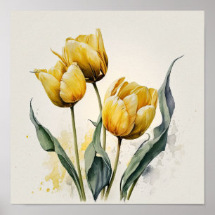 Gelbe Tulips Blume Art Print Poster