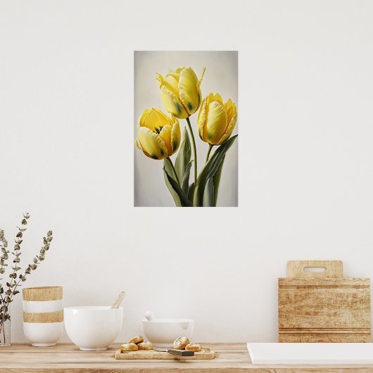Gelbe Tulips Blume Art Print Poster (Küche)