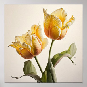 Gelbe Tulips Blume Art Print Poster