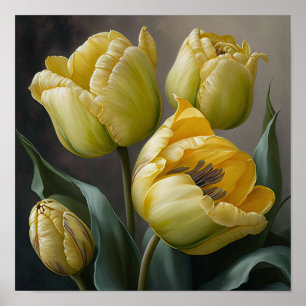 Gelbe Tulips Blume Art Print Poster