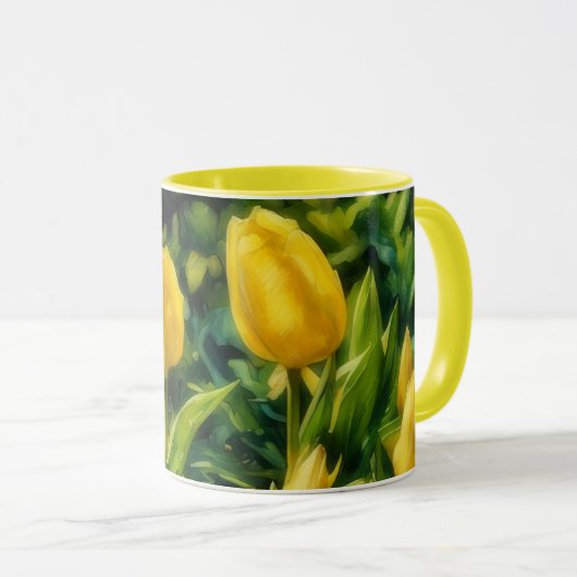 Gelbe Tulips Blume Blumenstrauß Tasse Cup (VorderseiteRechts)