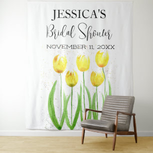 Gelbe Tulips Blume Brautparty Begrüßungszeichen Wandteppich