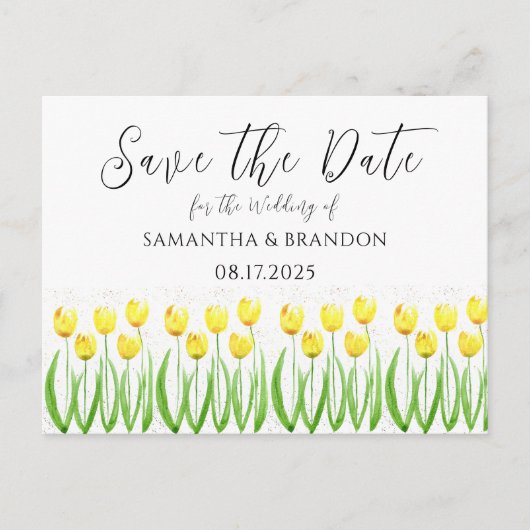 Gelbe Tulips Blume Wasserfarben Flora Rustikal Postkarte (Vorderseite)