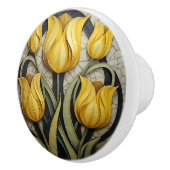 Gelbe Tulips Blumenstrauß Jugendstil Inspirierte N Keramikknauf (Rechts)
