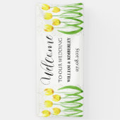 Gelbe Tulips Frühlingsblüte Rustikale Hochzeit Banner (Vertikal)