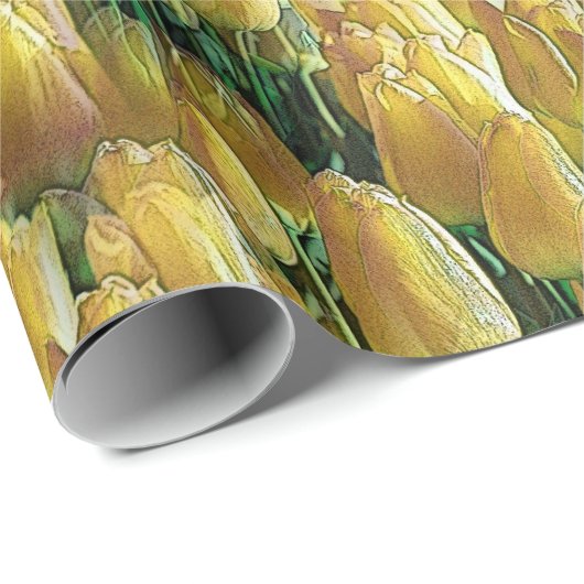 Gelbe Tulips Geschenkpapier (Rolleneckpunkt)
