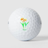 Gelbe Tulips Golf Ball mit Text (Vorderseite)