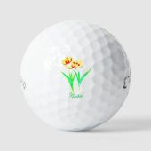 Gelbe Tulips Golf Ball mit Text (Vorderseite)