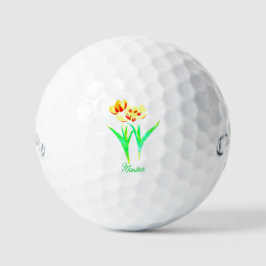 Gelbe Tulips Golf Ball mit Text