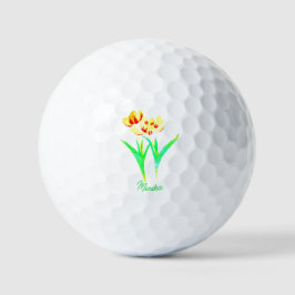 Gelbe Tulips Golf Ball mit Text