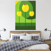 Gelbe Tulips Grüner Hintergrund | Floral Leinwanddruck (Insitu (Schlafzimmer))