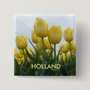 Gelbe Tulips Holland Square Button