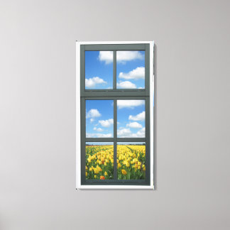 Gelbe Tulips Imitate Fensteransicht Leinwanddruck