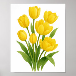 Gelbe Tulips Malerei Blumenstrauß Kunst Poster
